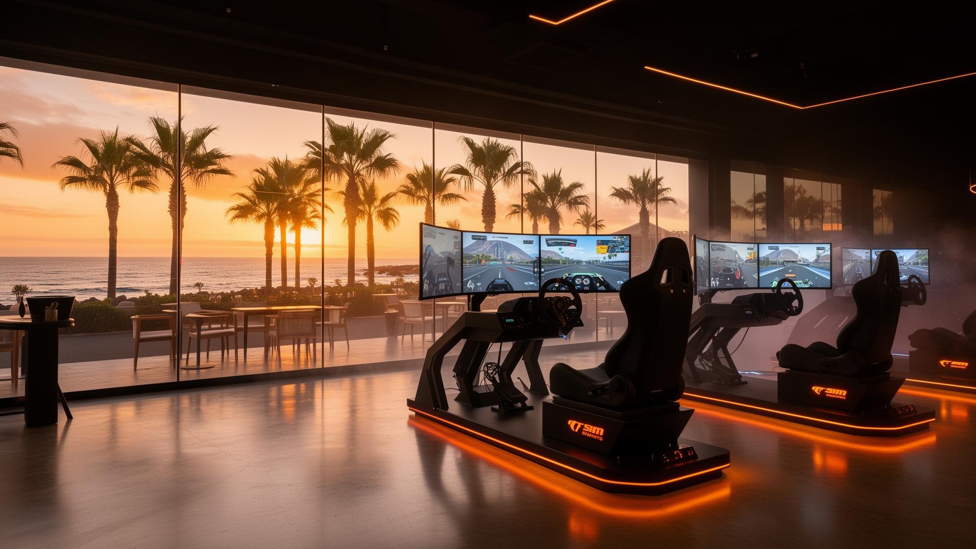 ACTORACER Sim Race Center in Los Christianos auf Teneriffa mit Blick aufs Meer